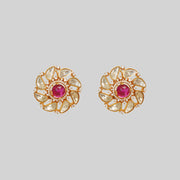 Sahima Red Moissanite Studs