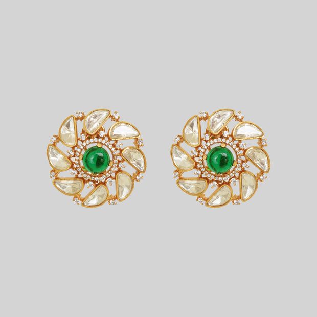 Sahima Green Moissanite Studs