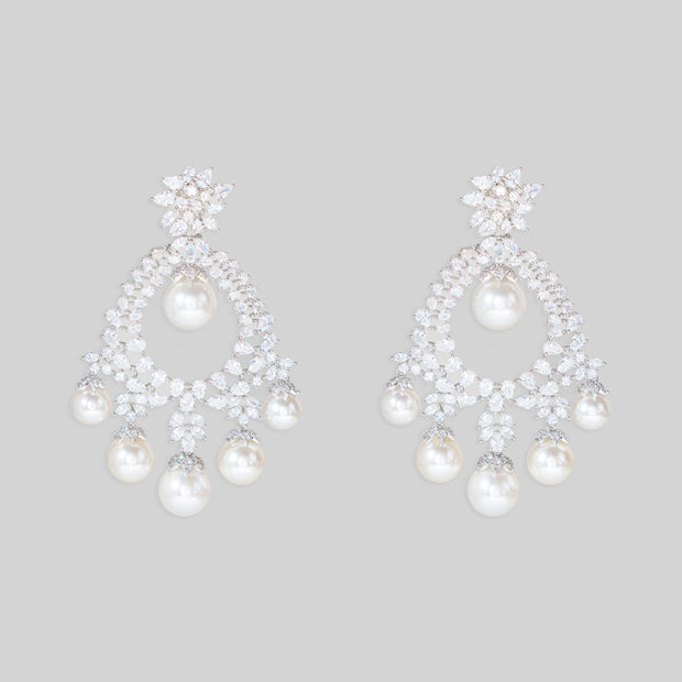 Vera Pearl Drop Diamond Earrings