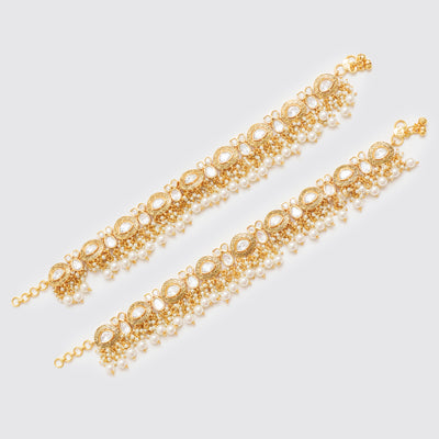 Polka Gold Finish Kundan Polki Payals