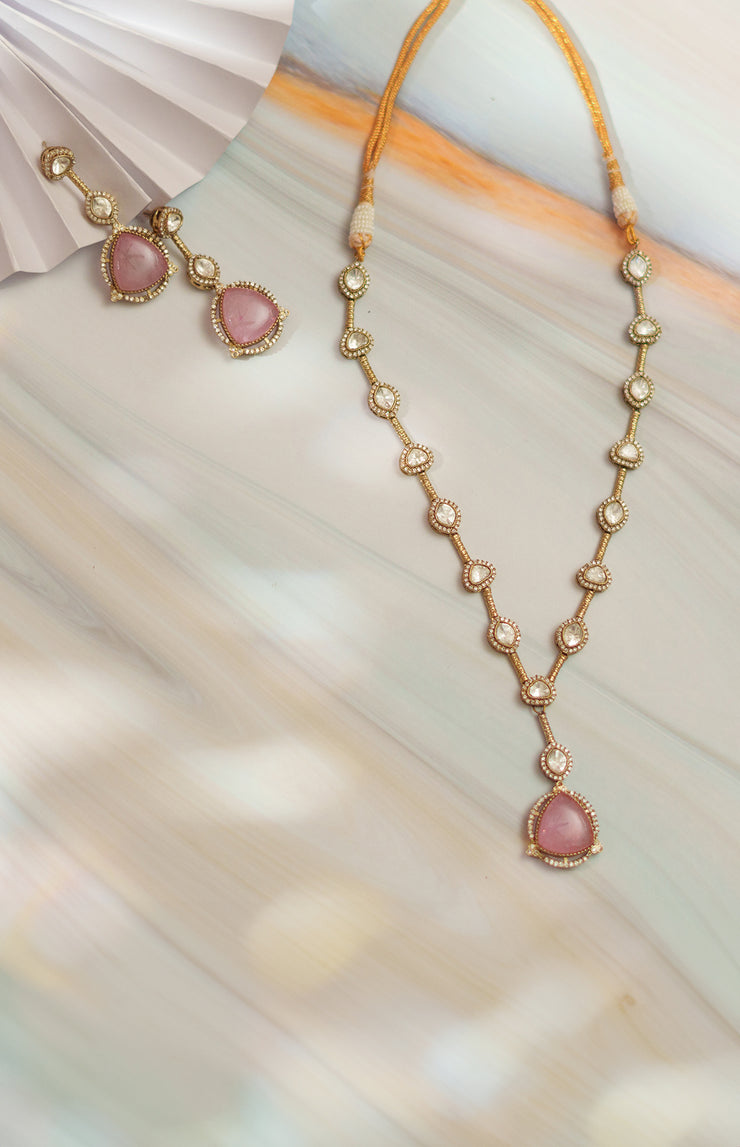 Damani Pink Polki Pendant Set