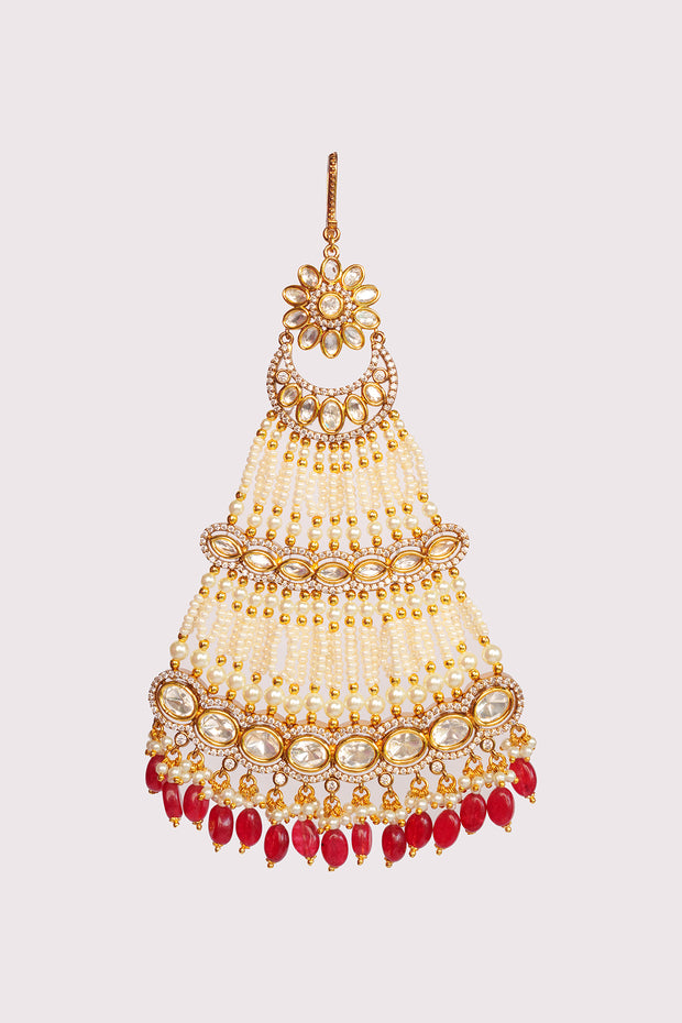 Jasvee Red Kundan Passa