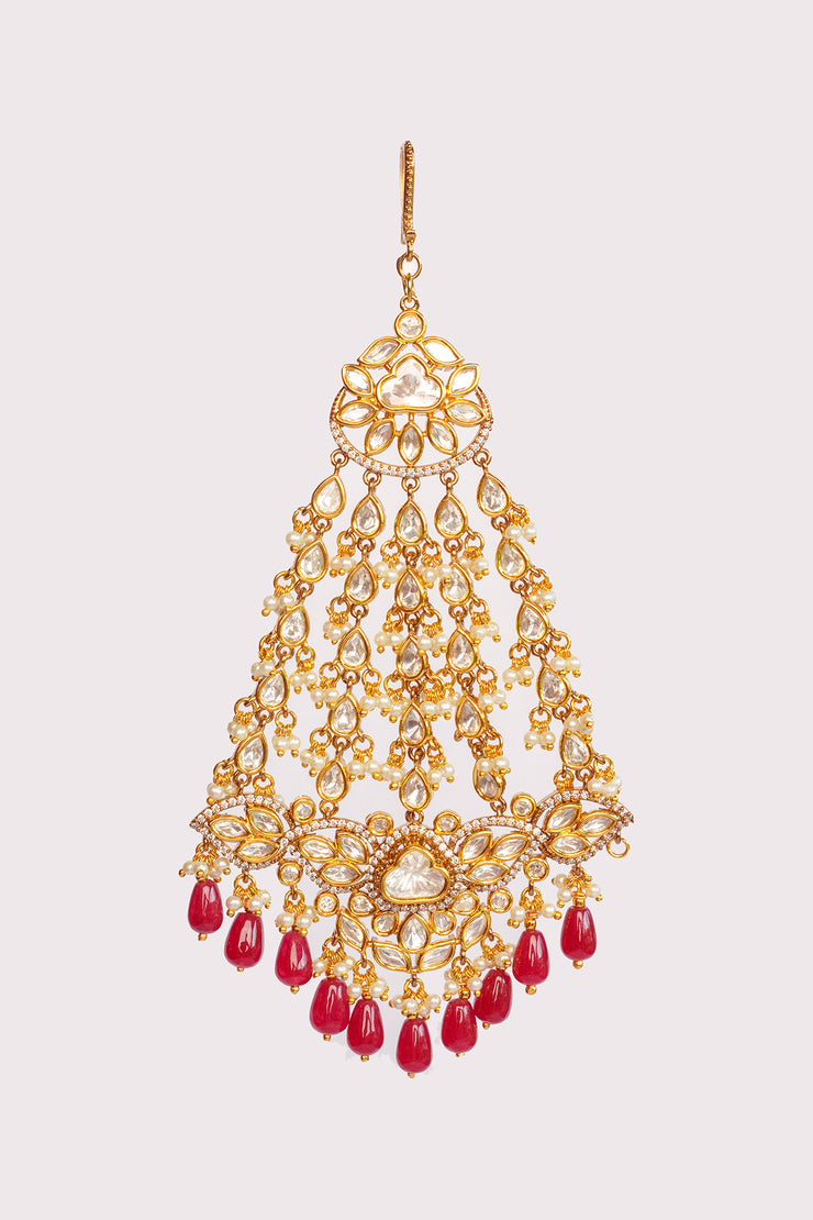 Sahiba Red Kundan Passa