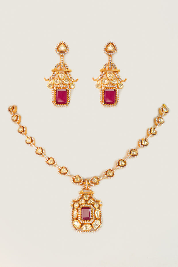 Eklavya Red Moissanite Set