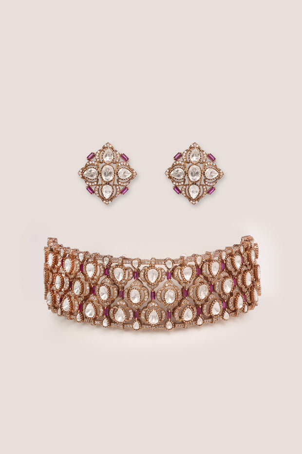 Ganessa Red Kundan Choker Set