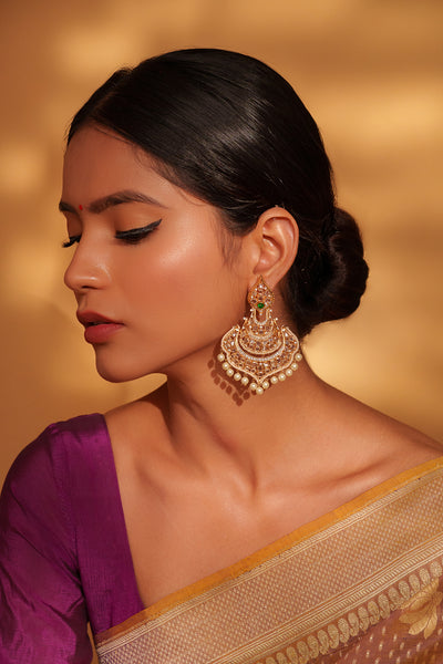 Anjuri Green Kundan Danglers