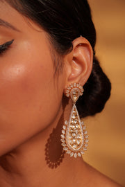 Savaani White Kundan Danglers