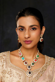 Feriha Navratan Long Moissanite Set