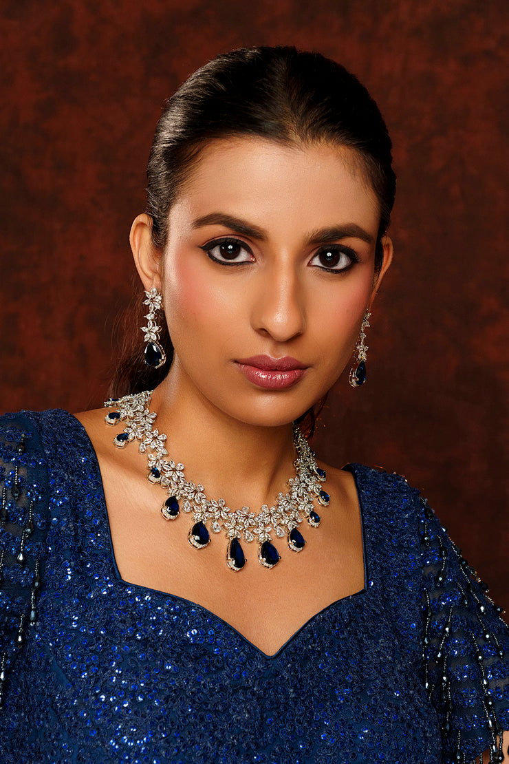 Roshni Sapphire Diamond Necklace set