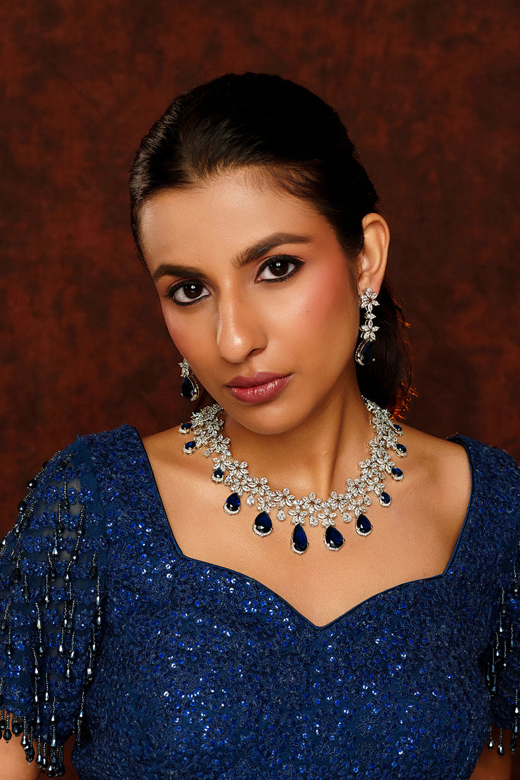 Roshni Sapphire Diamond Necklace set