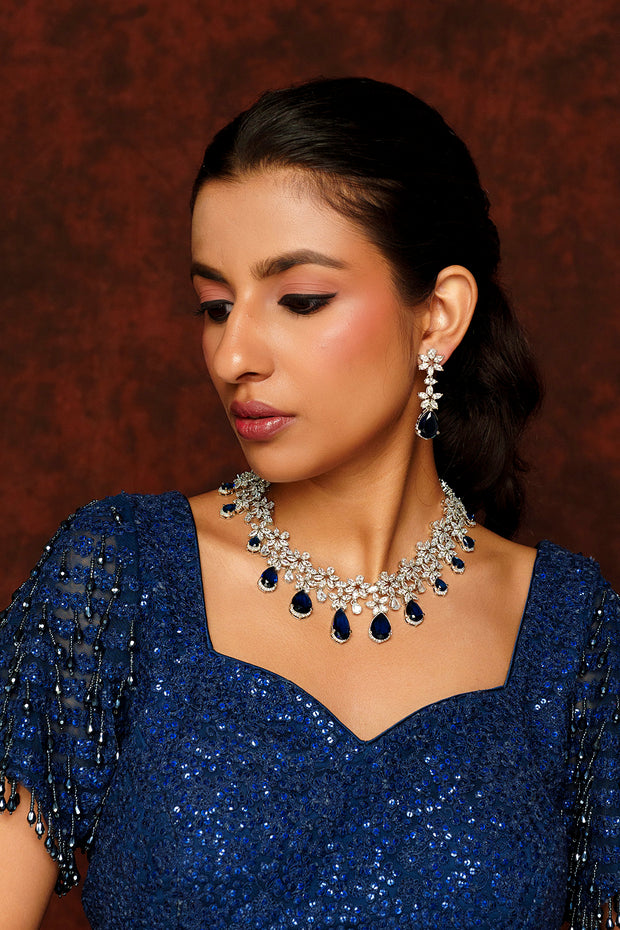 Roshni Sapphire Diamond Necklace set