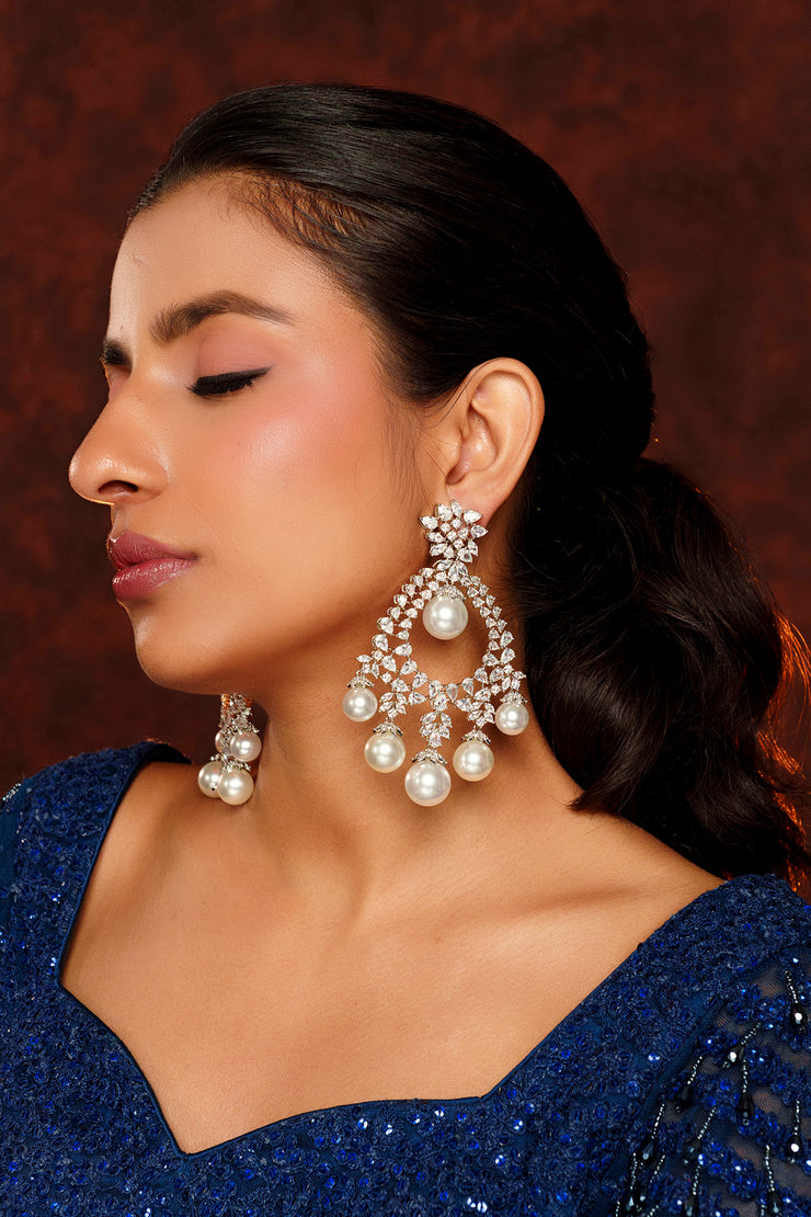 Vera Pearl Drop Diamond Earrings