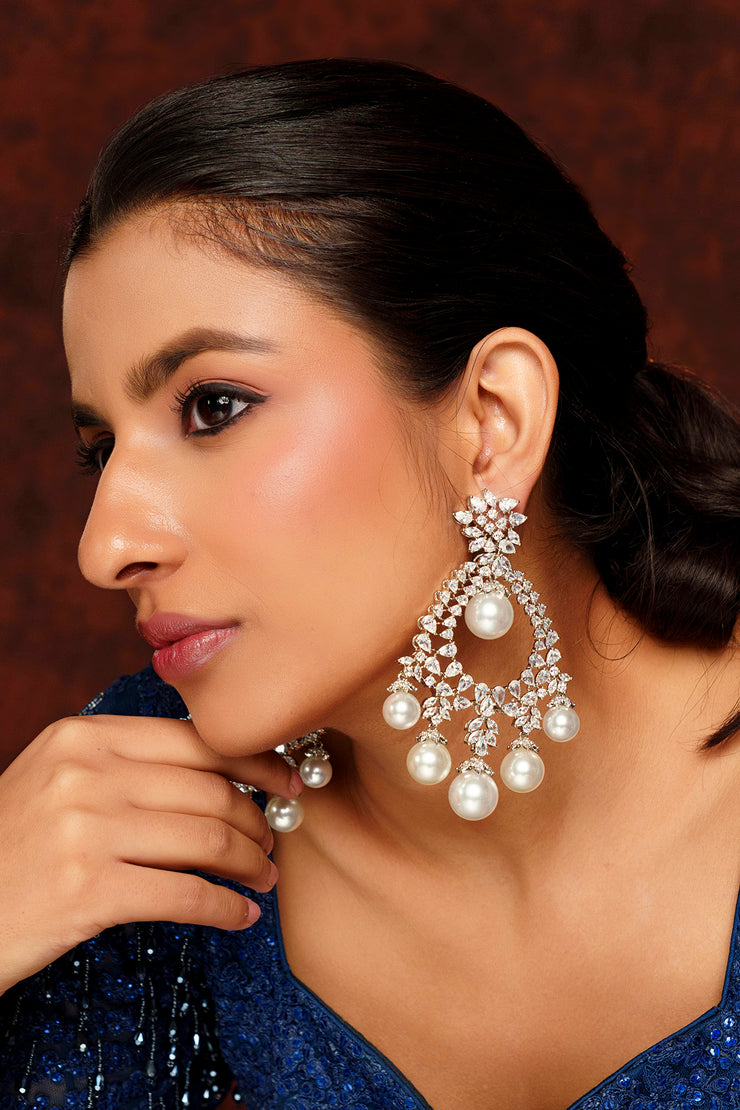 Vera Pearl Drop Diamond Earrings