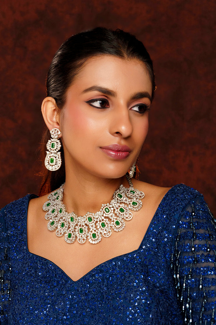 Chehek Emerald Diamond Necklace Set