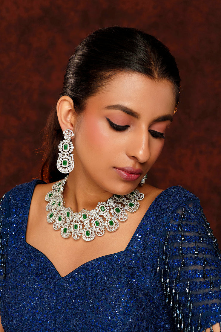 Chehek Emerald Diamond Necklace Set