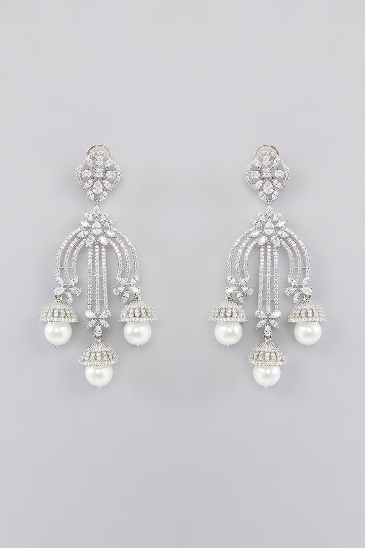 Windsor Pearl Drop Diamond Earrings zevarbygeeta