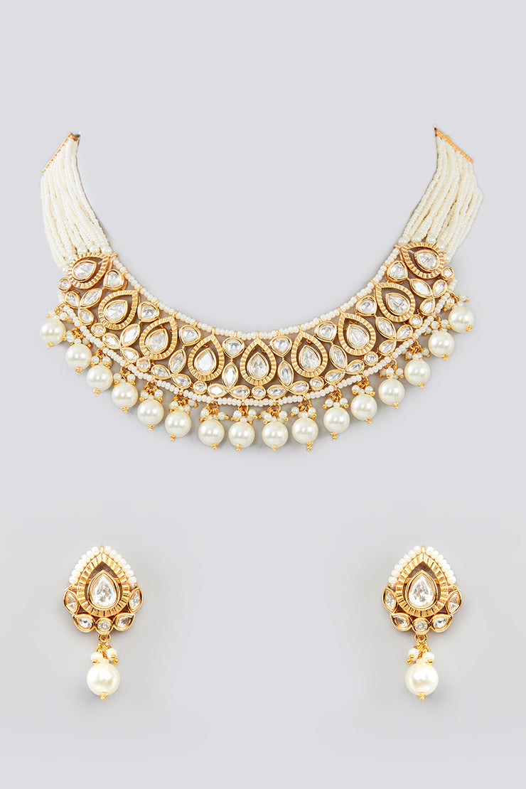 Naksh Pearl Kundan Set zevarbygeeta